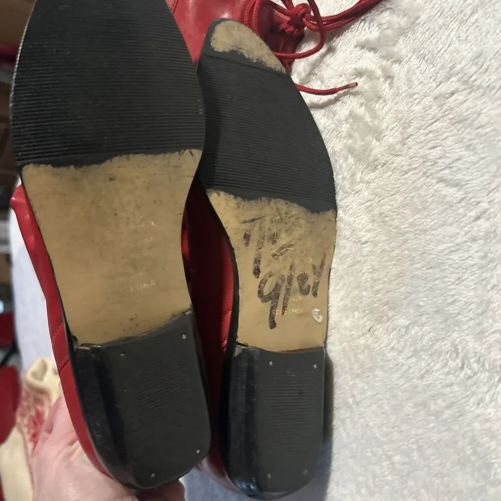 Vintage Flings Screamer 1980s Corset Laced red Leather Boots 7.5 Western